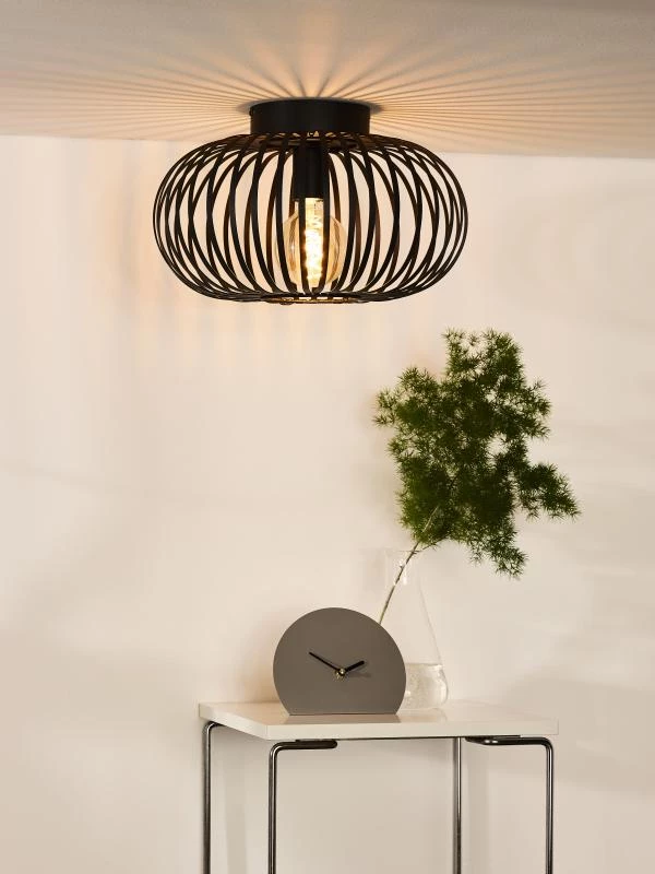 Lucide MANUELA - Flush ceiling light - Ø 39,5 cm - 1xE27 - Black - ambiance 1